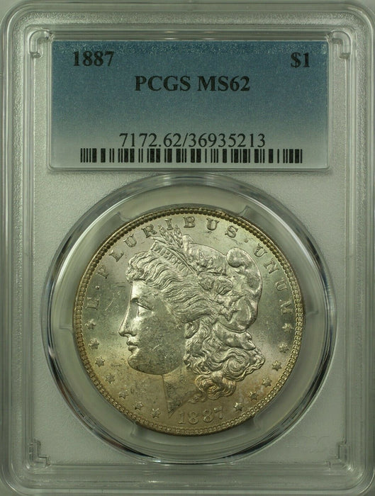 1887 Morgan Silver Dollar $1 Coin PCGS MS-62 Lightly Toned (20) (G)