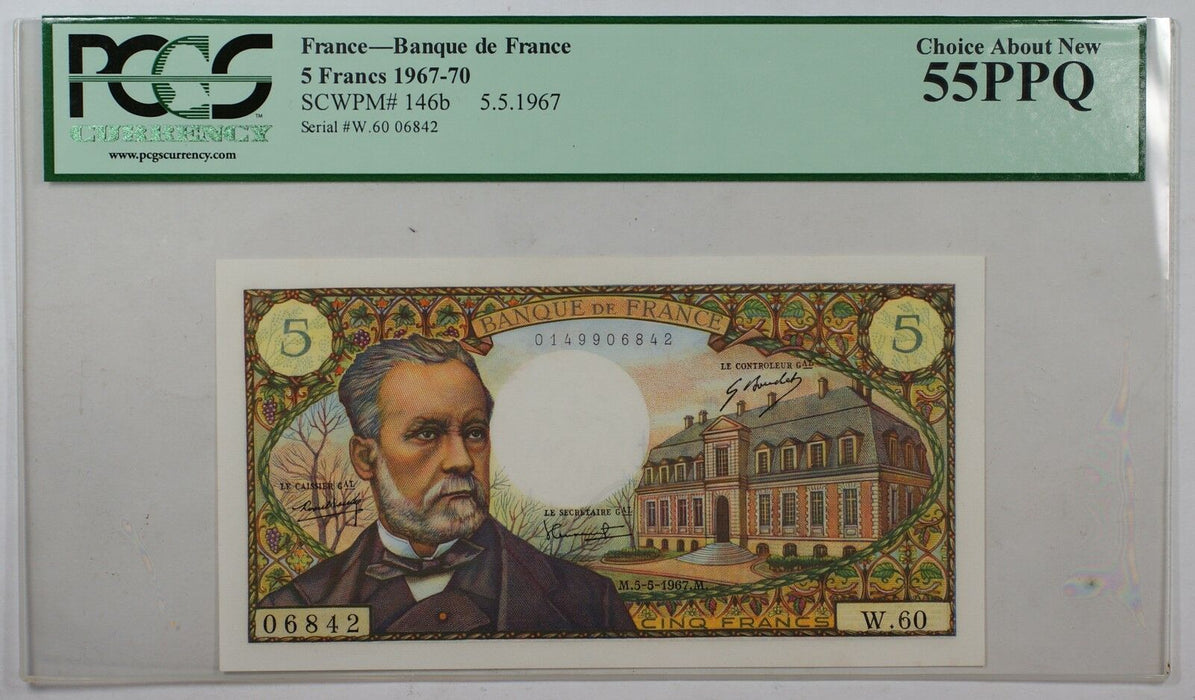 1967-70 5 French Francs Bank of France PCGS Choice About New 55PPQ