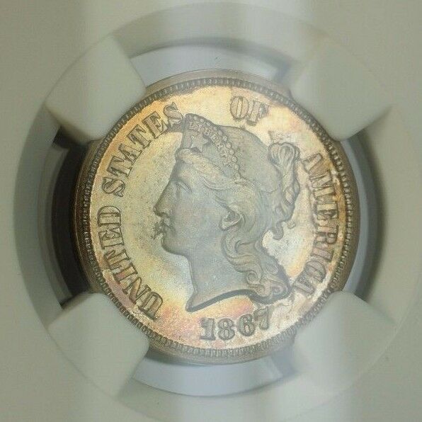 1867 Nickel Pattern Proof 5c Coin NGC PF-64 *High Date* Very Rare J-570 Judd WW