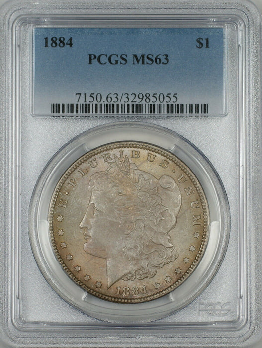 1884 Morgan Silver Dollar $1 Coin PCGS MS-63 Toned (Ta)