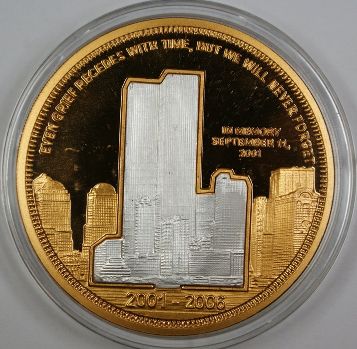 World Trade Center 5th Anniversary Gold & Silver Commemorative Giant Medal 5.5oz