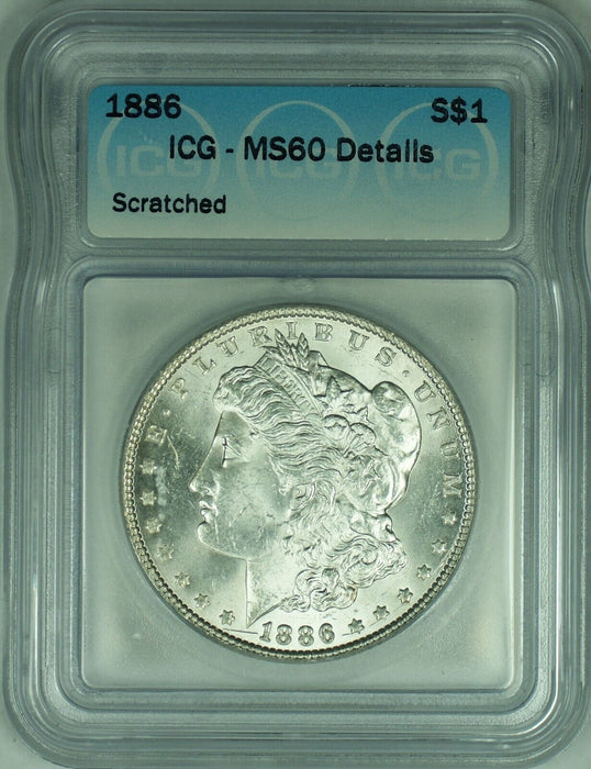 1886 Morgan Silver Dollar $1 Coin ICG MS 60 Details (23) B