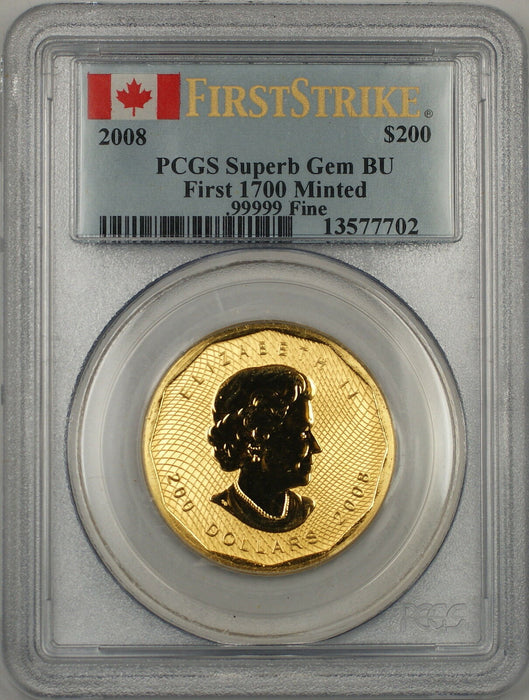 2008 Canada $200 Dollar Gold Coin PCGS Superb GEM BU *First 1700 Minted*