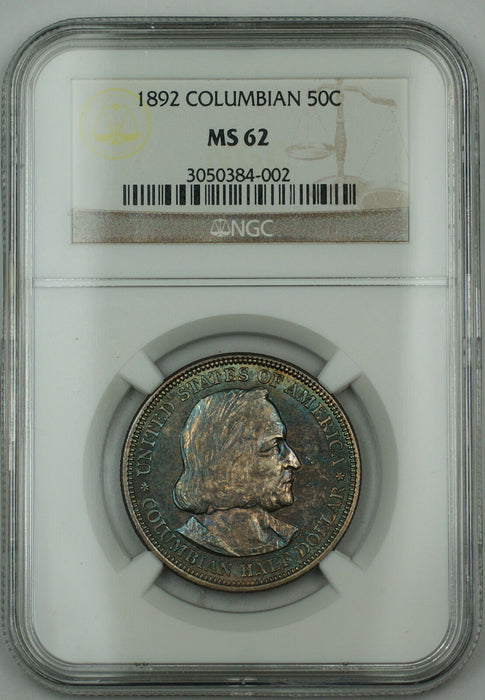 1892 Columbian Silver Half Dollar NGC MS-62 *V. Choice BU* Toned (Proof Obv Die)