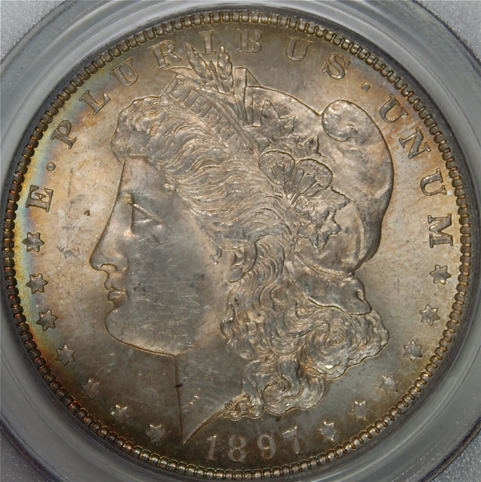 1897 Morgan Silver Dollar Coin $1 PCGS MS-63 Toned (B)