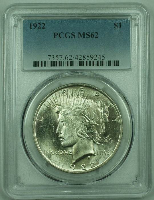 1922 Peace Silver Dollar S$1 PCGS MS-62 (38H)
