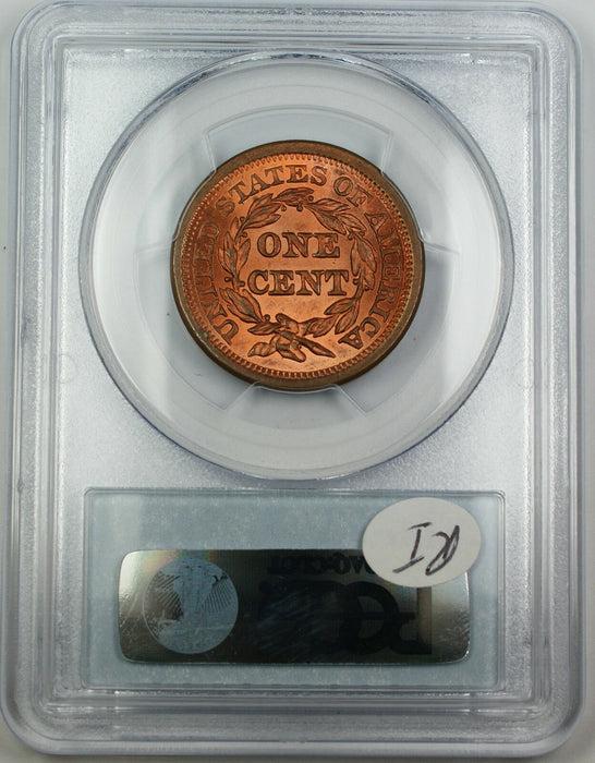 1855 Braided Hair Large Cent 1c, PCGS MS-64 RB Upright 55 *Mostly Red*