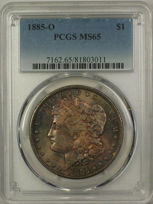 1885-O Morgan Silver Dollar $1 Coin PCGS MS-65 Nicely Toned Gem (14a)