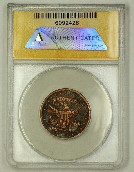 1841 US Copper Hard Times Token HT-811A ANACS VF-35 Details Holed Corroded Clnd