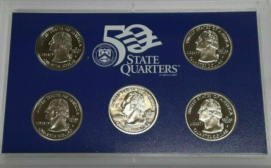 2001-S US Mint Clad Proof State Quarters Set 5 Gem Coins In OGP w/Box & COA