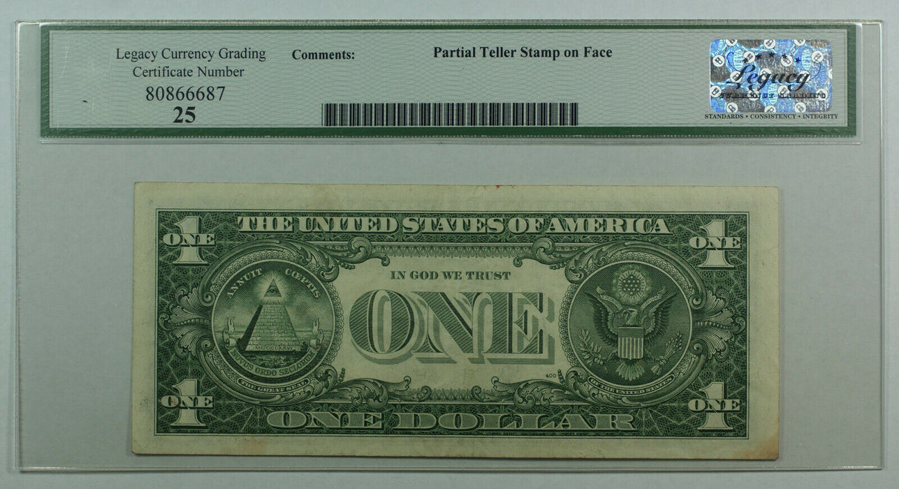 1981 One Dollar $1 ERROR Misaligned Overprint Note FRN Fr. 1911-E Legacy VF-25