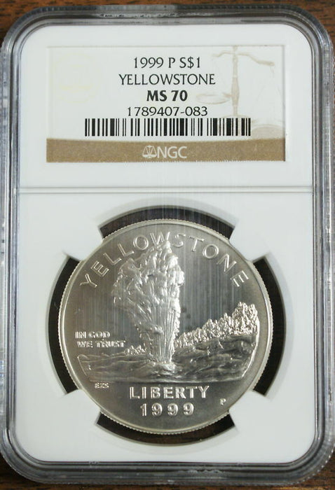 1999 P $1 Yellowstone National Park Dollar, NGC MS-70