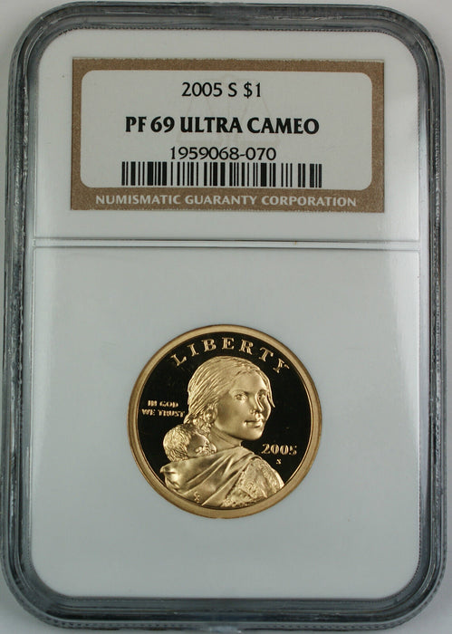 2005-S Proof Sacagawea Dollar $1, NGC PF-69 Ultra Cameo, Superb Coin