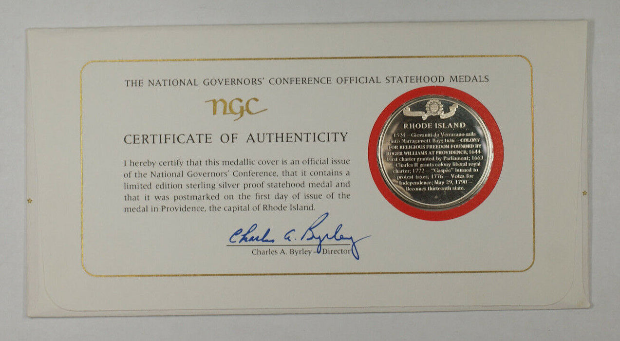1975 Postmasters Of America Commemorative Silver Medal Rhode Island