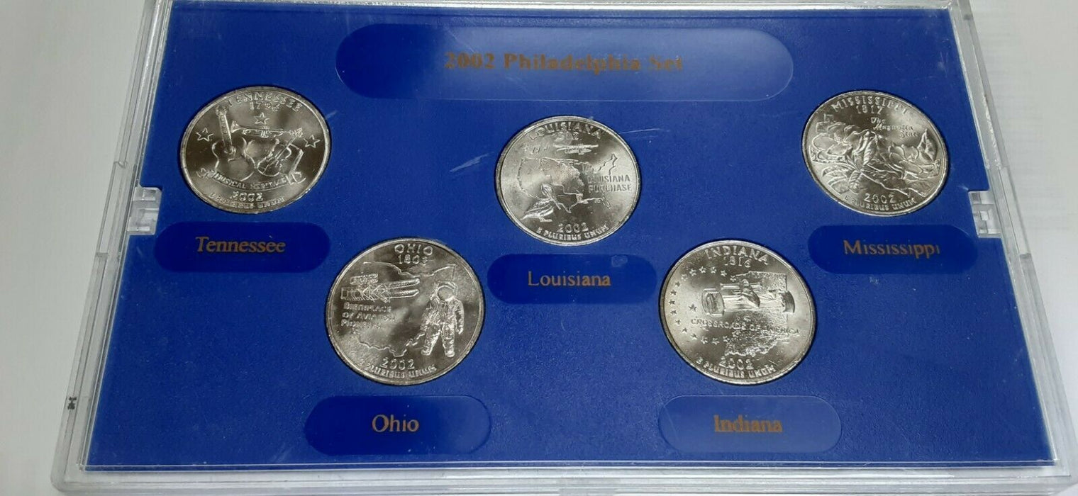 2002 State Quarters Set 20 Coins Total in Cases-Includes P & D/Gold&Plat Plated