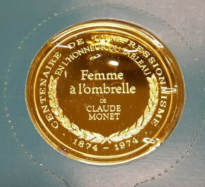 Masterpieces of Impressionism Gold Plated .925 Silver PR Medal-Woman w/Parasol