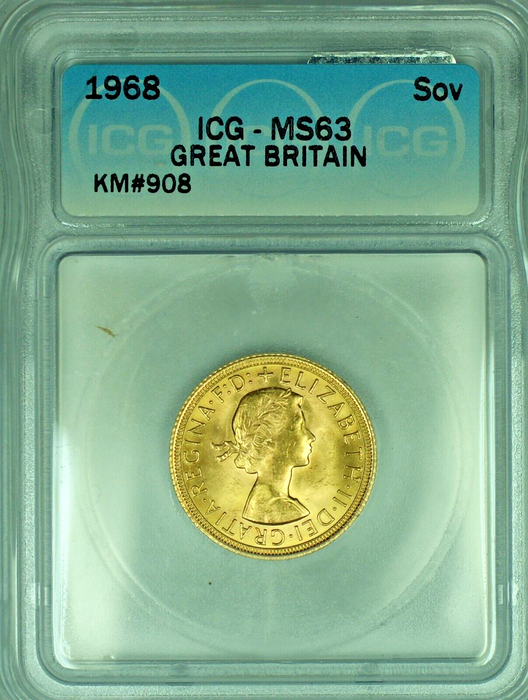 1968 Great Britain Sovereign Gold Coin ICG MS 63 A