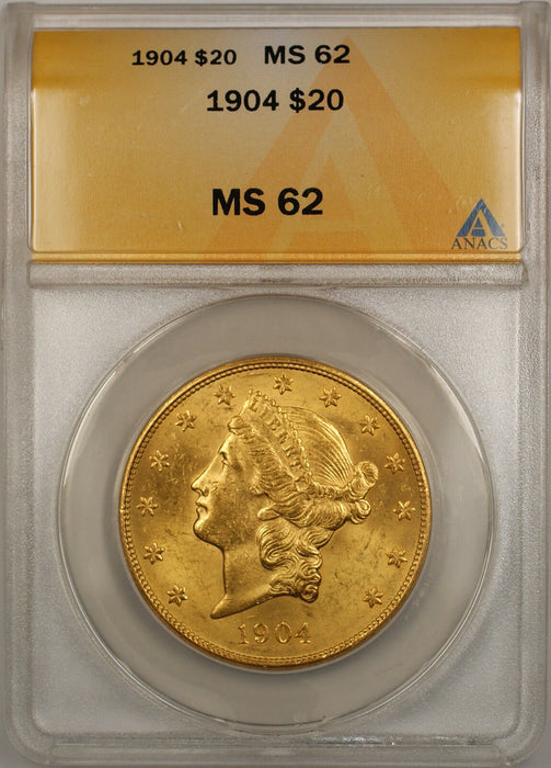 1904 $20 Liberty Double Eagle Gold Coin ANACS MS-62 SB (H)