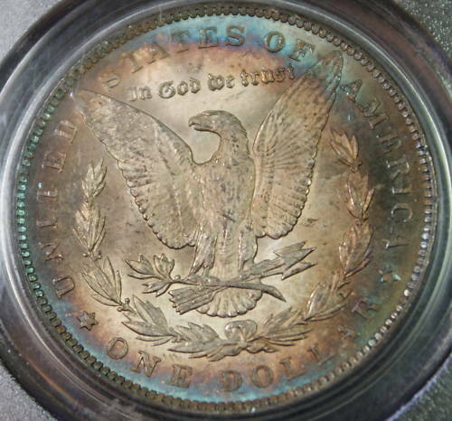 1890 Morgan Silver Dollar Coin, PCGS MS-63 Toned