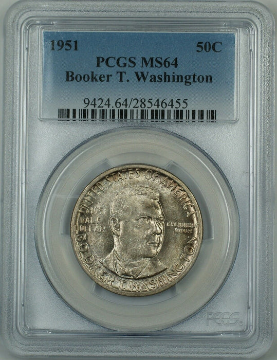 1951 Booker T Washington Commem Silver Half Dollar Coin PCGS MS-64 Lightly Toned