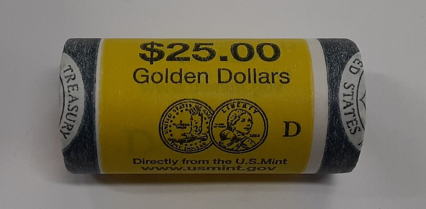 2000-D BU Roll of 25 Sacagawea Native American $1 Dollar Coins