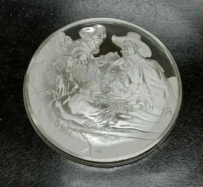 Franklin Mint Genius of Rembrandt PR .925 Silver Medal-Anatomy/Dr. Tulp in Card