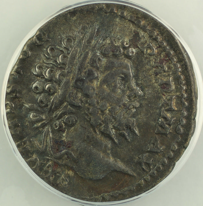 AD 200 Roman Denarius Victory Shield Coin Septimius Severus ANACS EF-40 AKR