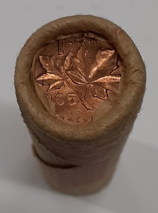 1965 BU Canada Cent Roll - 50 UNC Coins in Original Canadian Bank Roll