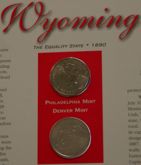 Wyoming 2007 P&D Quarter for Anniversery of Statehood Bonus Stamp