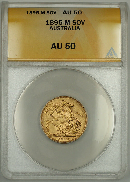 1895-M Australia Sovereign Gold Coin ANACS AU-50