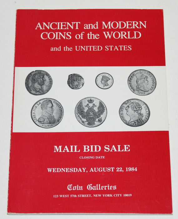 Coin Galleries Mail Bid Sale Catalog Ancient Modern World August 22 1984 WW17BB