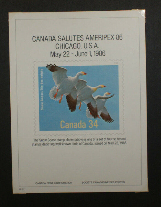 Canada Salutes Ausipex 1986 Chicago USA Snow Geese stamp