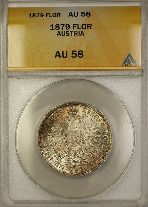 1879 Austria Silver Florin Coin ANACS AU-58 Toned (Better Coin)