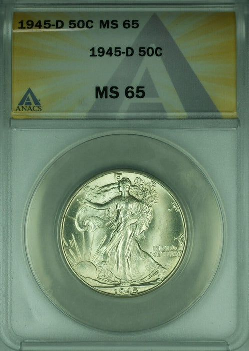1945-D Walking Liberty Silver Half Dollar 50c ANACS MS-65  (44)