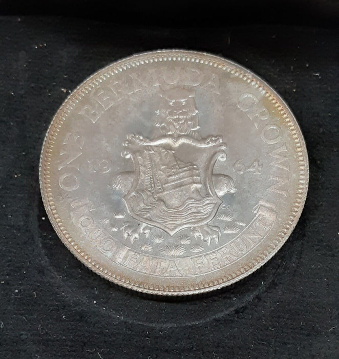 1964 Bermuda Crown Silver Uncirculated Coin in Original Mint Package Blue Box