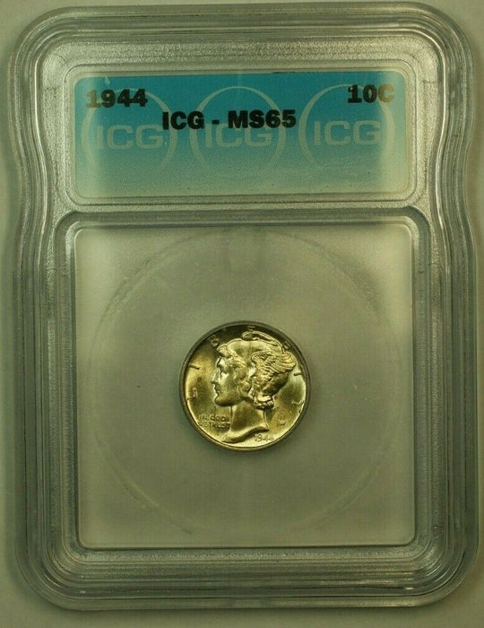 1944 Silver Mercury Dime 10c Coin ICG MS-65 (2E)