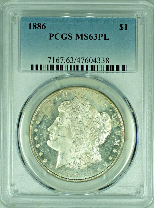 1886 Morgan Silver Dollar PCGS MS 63 PL 47