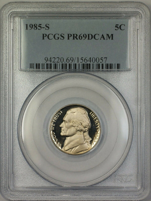 1985-S Proof Jefferson Nickel 5c Coin PCGS PR-69 Deep Cameo (B)