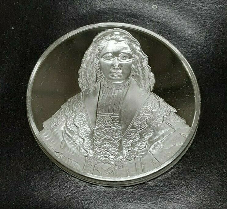 Franklin Mint Genius/Rembrandt PR .925 Silver Medal-Portrait Agatha Bas in Card