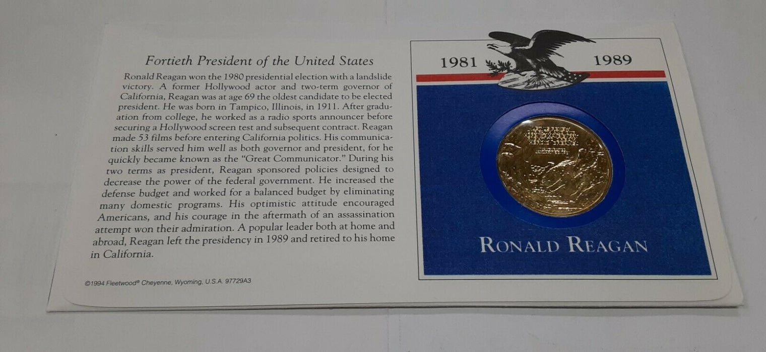 Ronald Reagan Presidential Medal in FDC - Hail to The Chiefs Collection