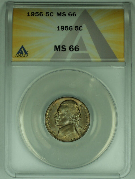 1956 Jefferson Nickel Toned 5C ANACS MS 66 (52) B