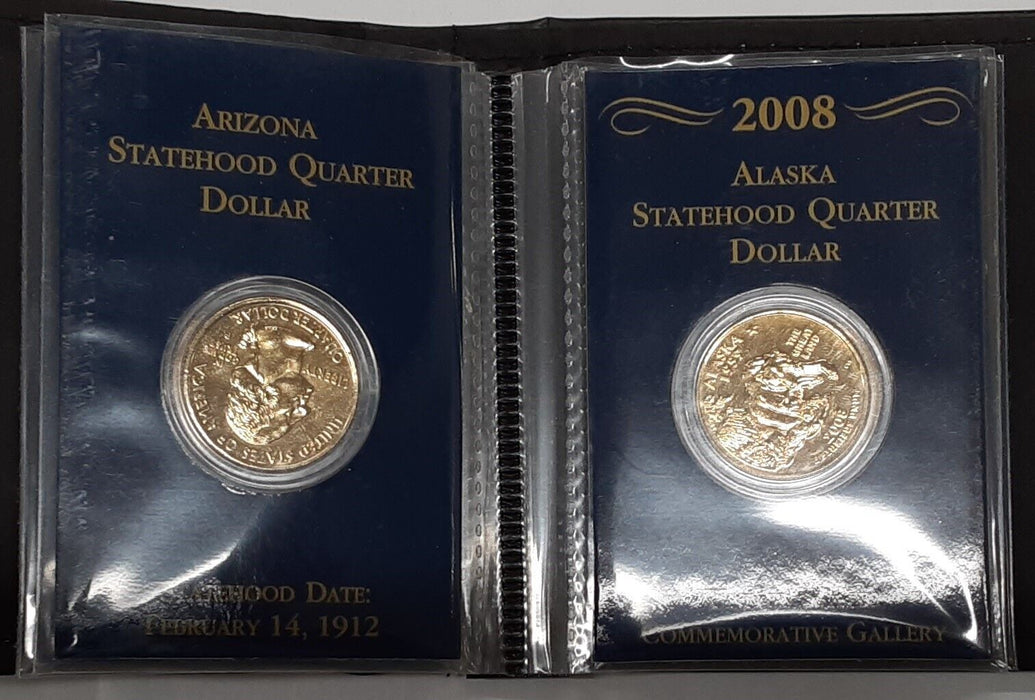 2008 State Quarters 5 Coin Set 50 States Program-UNC/Gold Plated in Binder