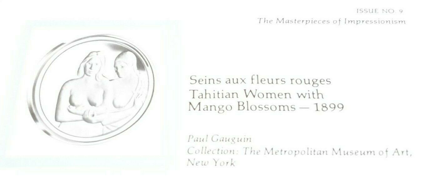 Masterpieces of Impressionism Gold Plated .925 Silver PR Medal - Tahitian Women