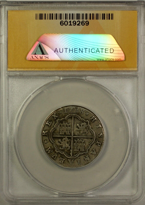 1718-S, J Spain 2R Reales Silver Coin ANACS VF 20 Graffiti Segovia