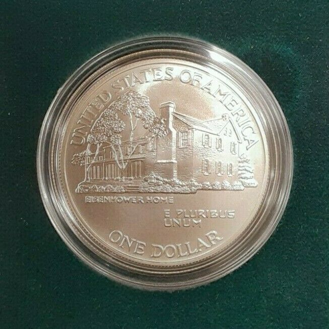1990-W Eisenhower Centennial Commemorative Uncirculated Dollar with Box & COA
