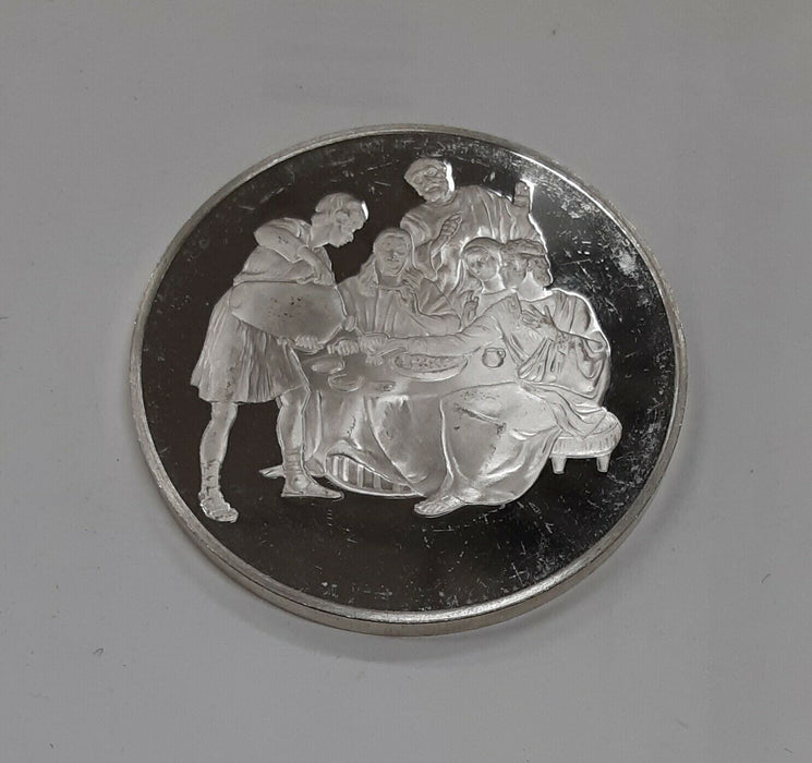 Franklin Mint Life of Christ .925 Silver Medal by Benvenuti-Marriage In Cana