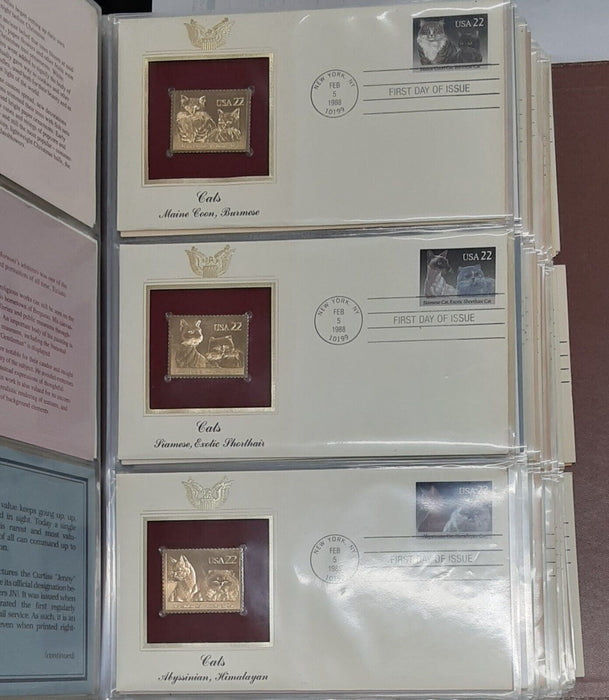 Golden Replicas & FDCs of US Stamps Postal Commem. '87-'88 71 Total W/Info Cards