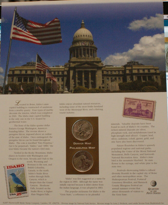 Idaho 2007 P&D Quarter for Anniversery of Statehood Bonus Stamp