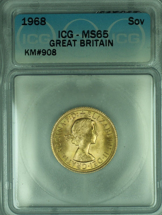 1968 Great Britain Sovereign Gold Coin ICG MS 65 B