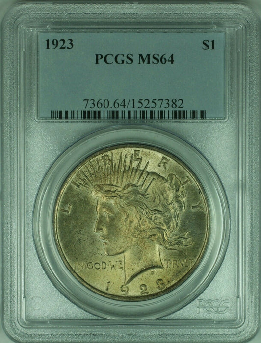 1923 Peace Silver Dollar $1 Coin PCGS MS-64 Better Coin/Nice Toning (34-G)